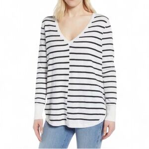 Caslon Wool Blend Sweater Ivory Black Stripe XXL